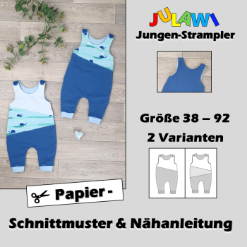 JULAWI Jungen-Strampler Papierchnittmuster Gr38-92